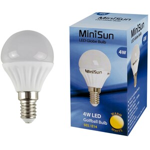 10 Pack E14 White Thermal Plastic Golfball LED 4W 3000K 400lm Light Bulb