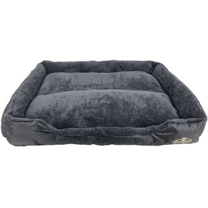 Faux Fur Dog Bed Black Grey XXL