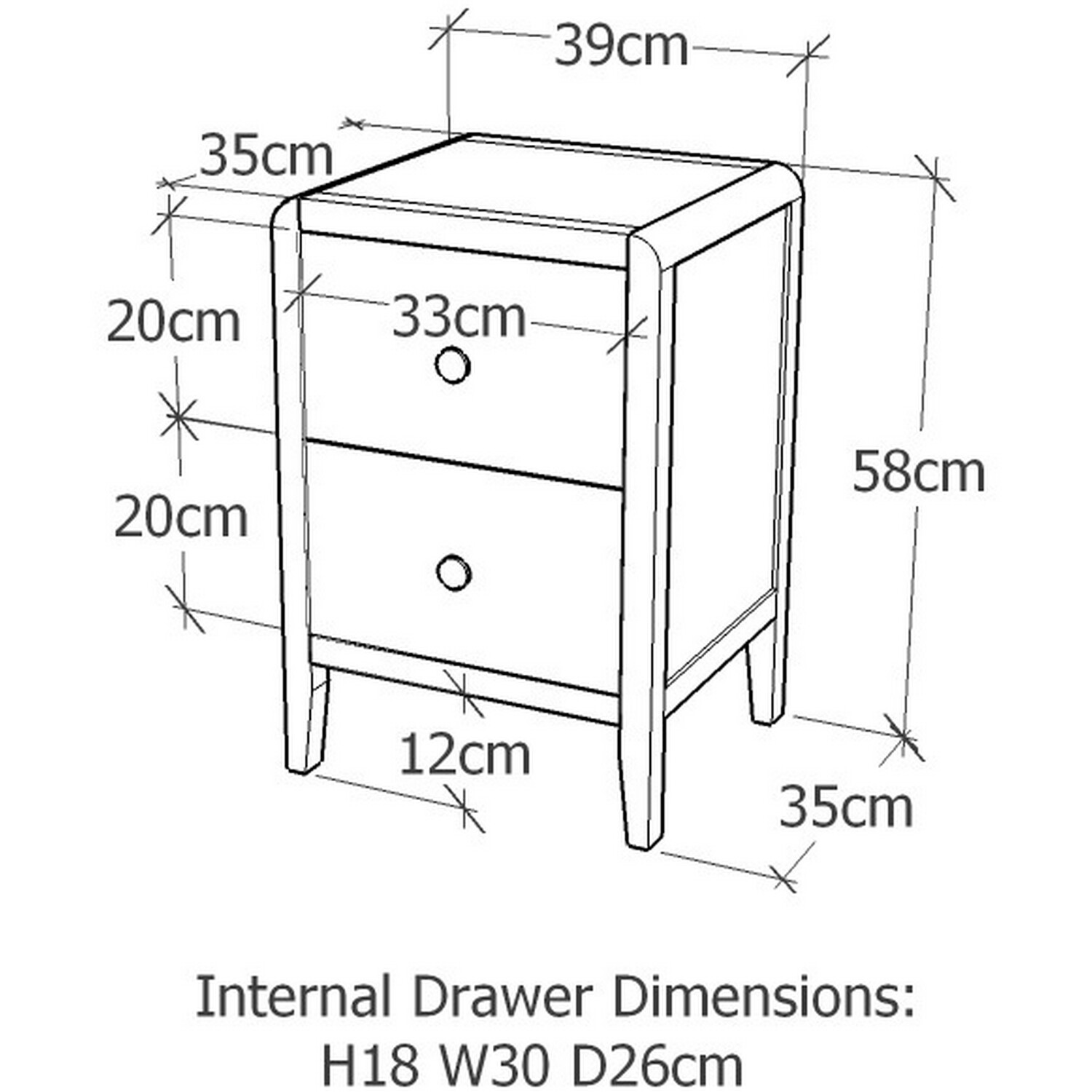 Vito 2 Drawer Bedside Table