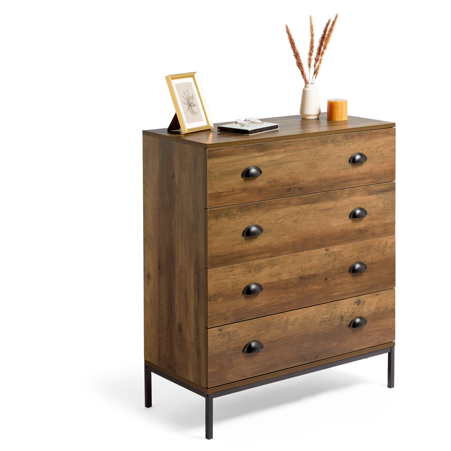 Jaxon Chest Of Drawers With 4 Storage Drawers - Dark Wood