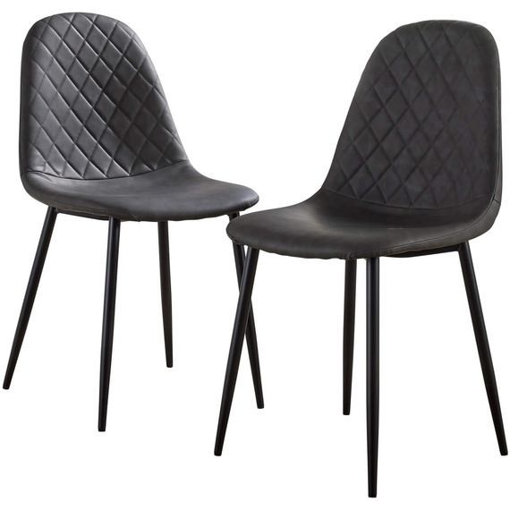Home Source Anastasia Pair Dining Chairs Grey