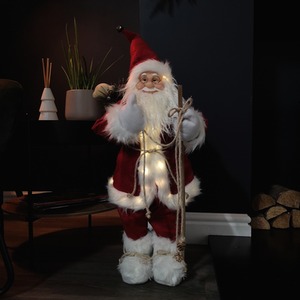 Light up Standing Santa Claus with Woven Sack