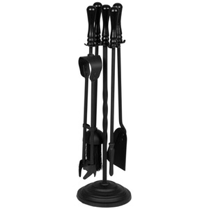 Fireplace Companion Set 5 Piece 19 Inch Shovel Brush Poker Tongs Stand