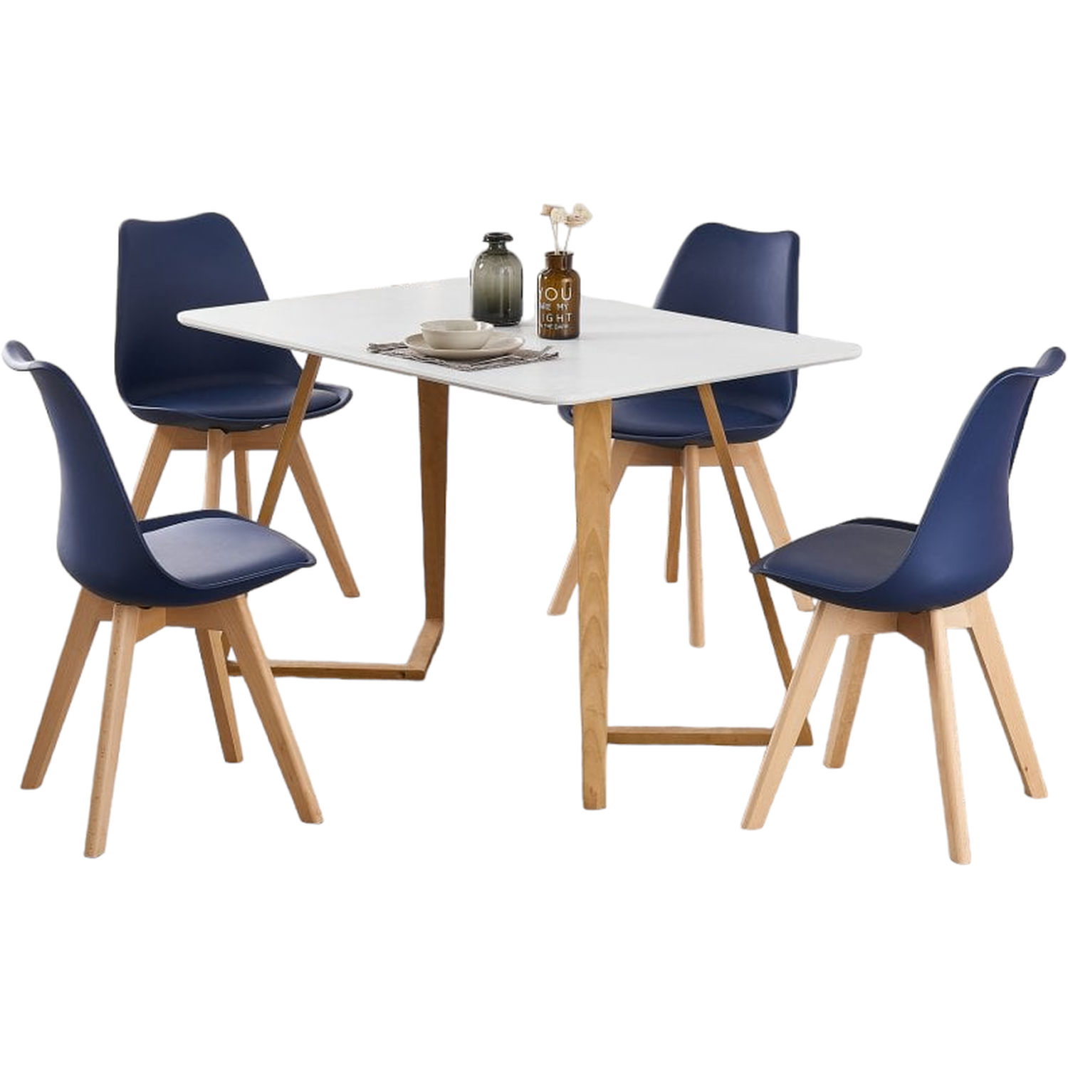 Life Interiors Lorenzo Dallas Dining Set Includes A Table With 4 Chairs - Blue