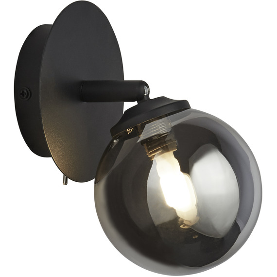 Black Wall Light With Smoke Glass Shade