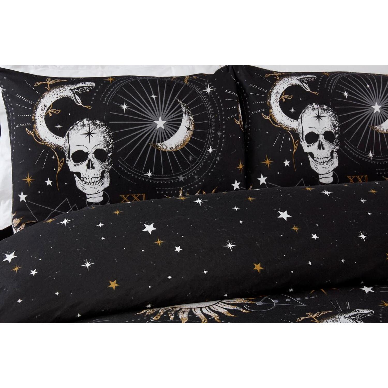 Tarot Skulls Duvet Cover Set - Black Double