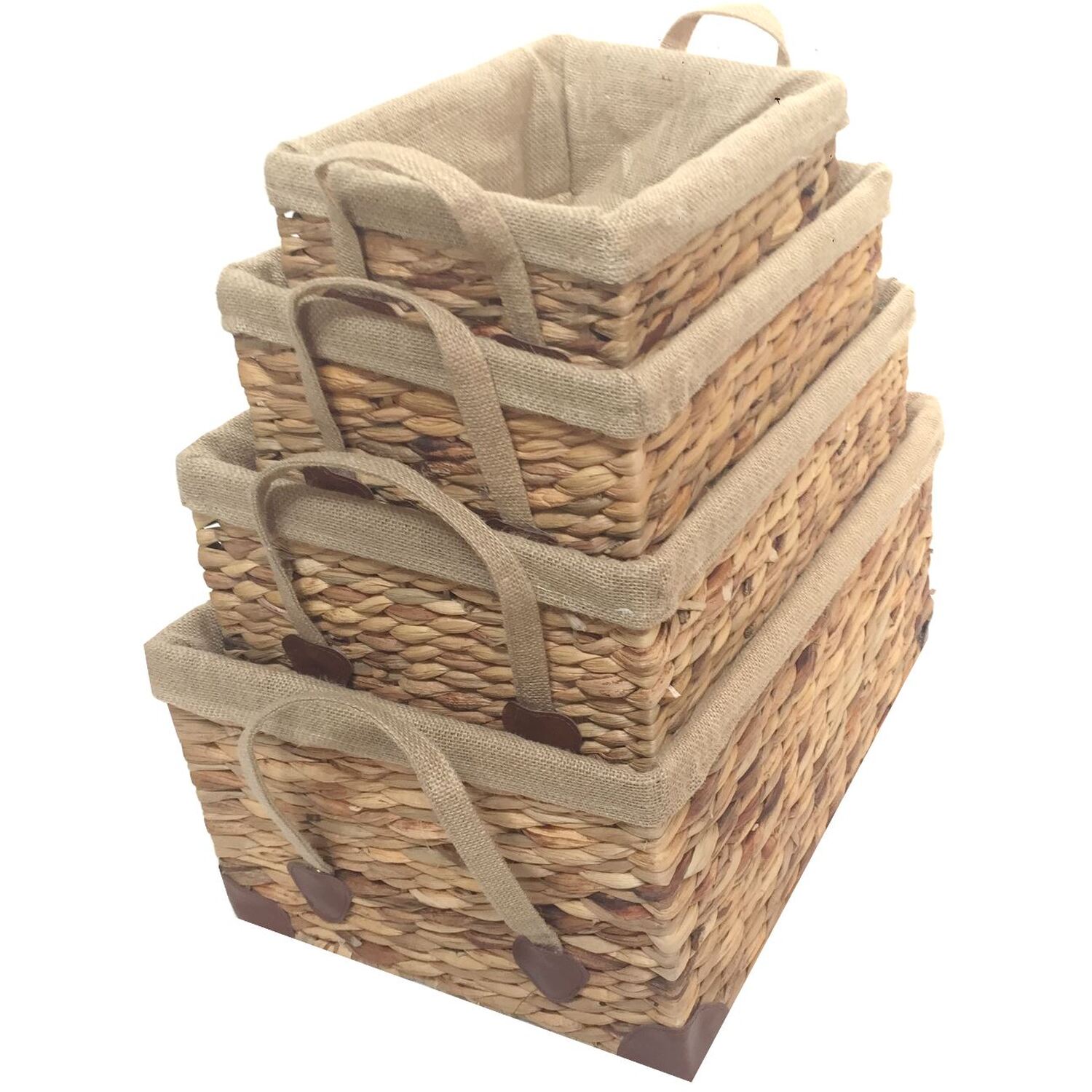 Image of Woven Water Hyacinth Rectangle Storage Basket&hellip;