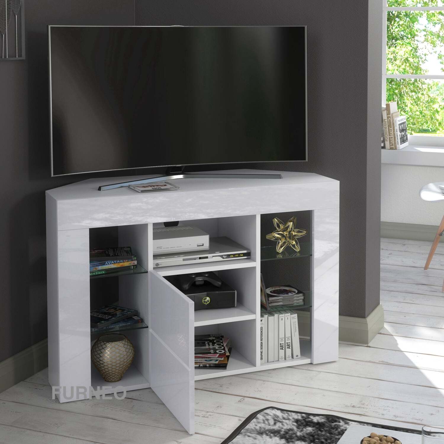 Venico 02 Corner Tv Stand - Blue Led