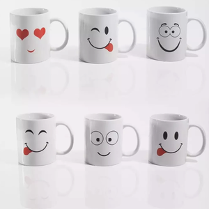 6x Mug Set Funny Face Ceramic Cups