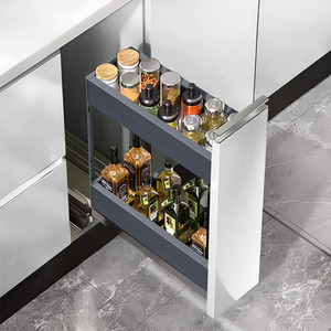 2-Tier Kitchen Cabinet Pull Out Aluminium Shelf