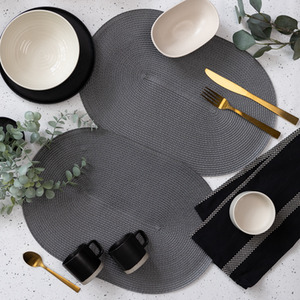 dc fix Steel Grey Eco-Line Wipe Clean Oval Weave Placemats Set of 4