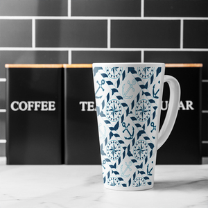 Blue Nautical Elements Latte Mug
