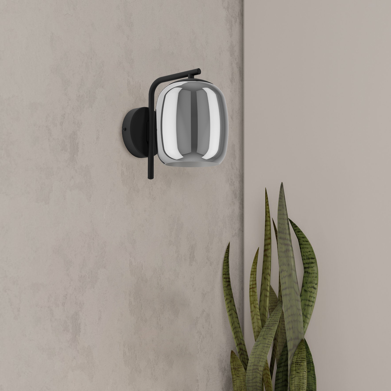 Ciampino Glass Modern Wall Light - Black