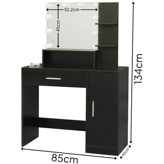 Home Source Sophia Dressing Table Set with Mirror and Stool