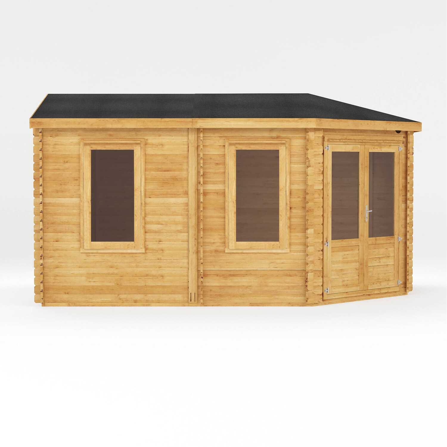5m X 3m Wooden Corner Lodge Log Cabin - 28mm Thickness - Brown