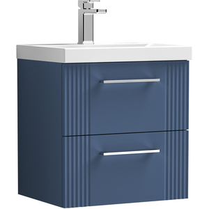 2 Drawer Wall Hung Vanity Unit ThinEdge Basin Blue 500mm
