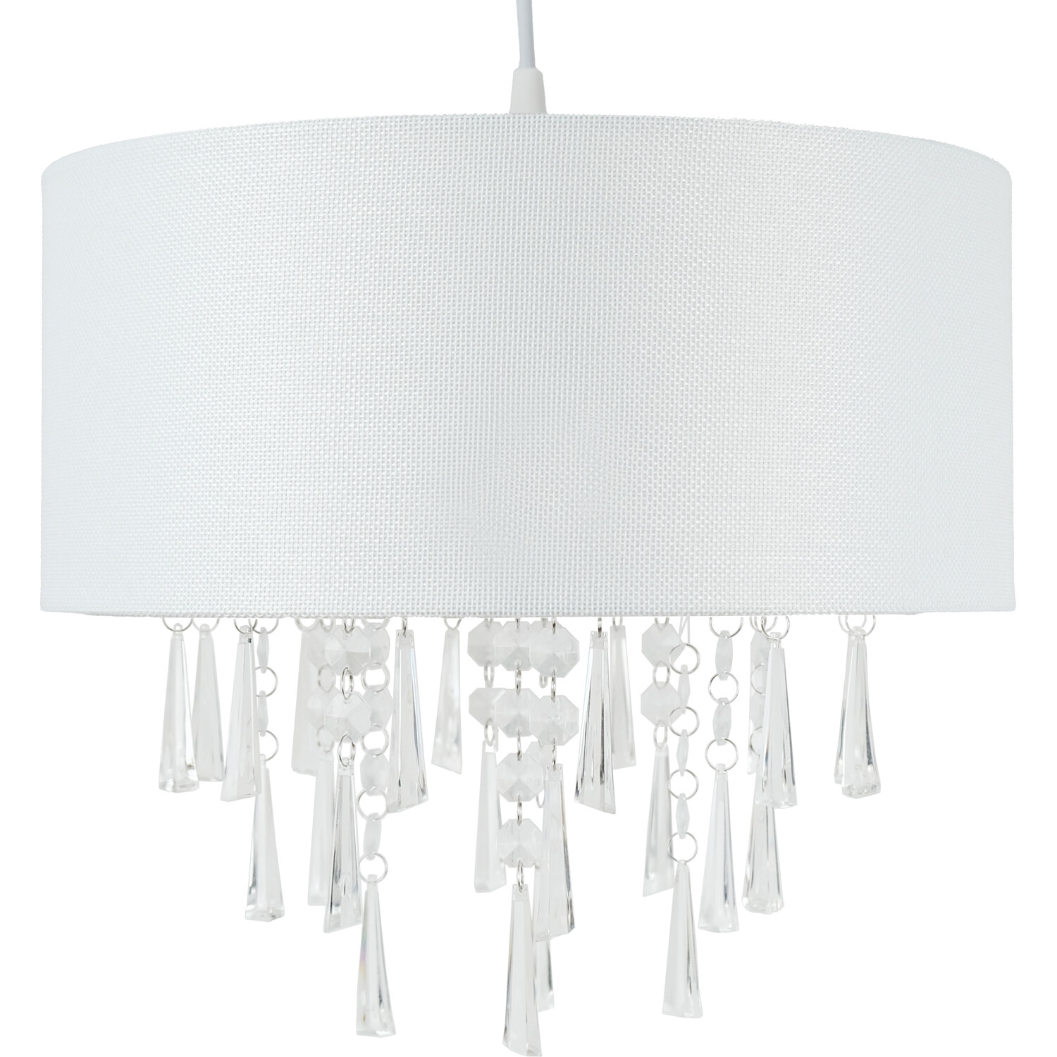 Image of White Linen Droplet Shade - White