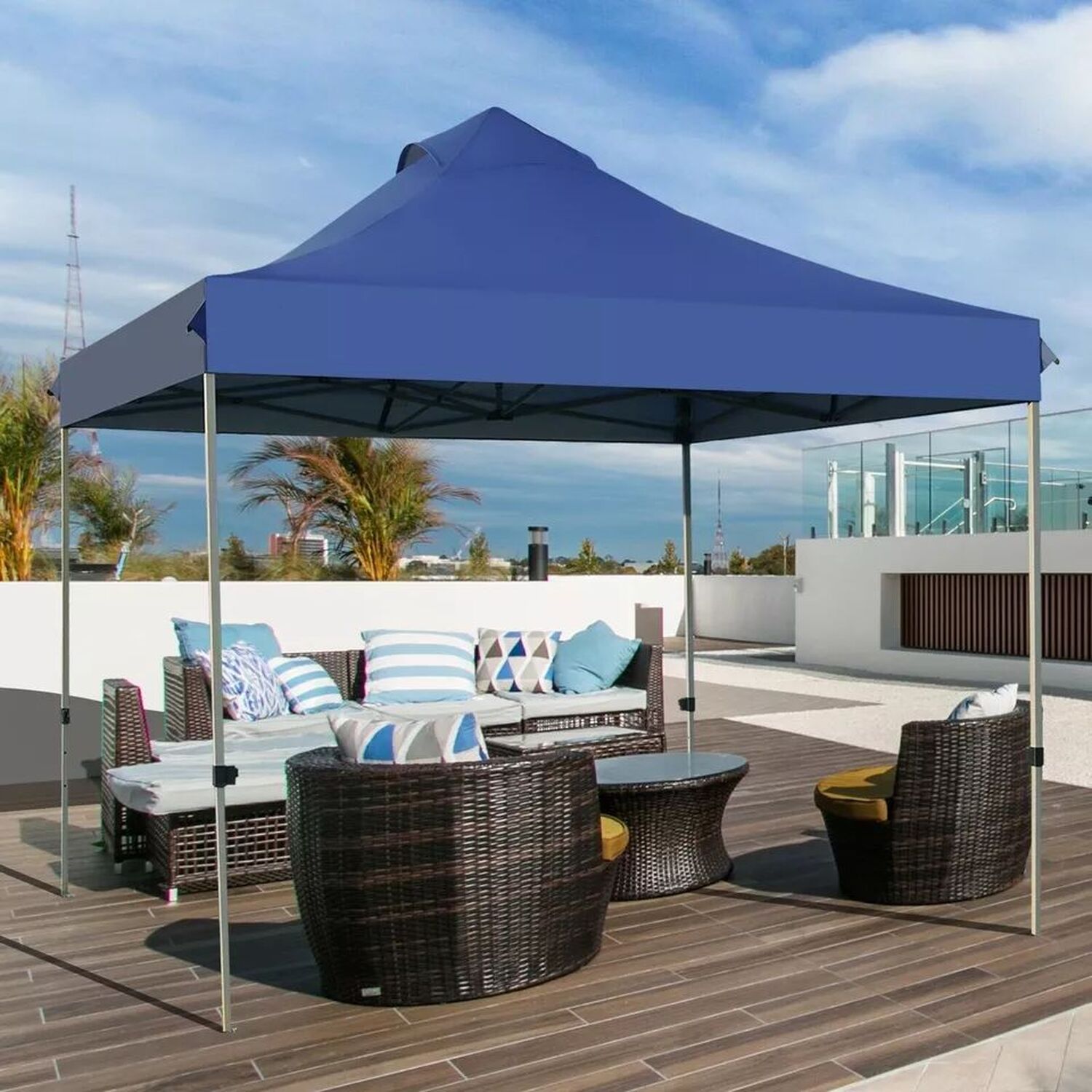 3m X 3m Large Outdoor Pop Up Gazebo - Bue