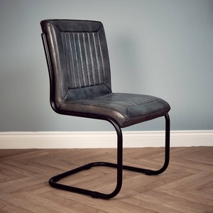Genuine Leather Dining Chair Grey
