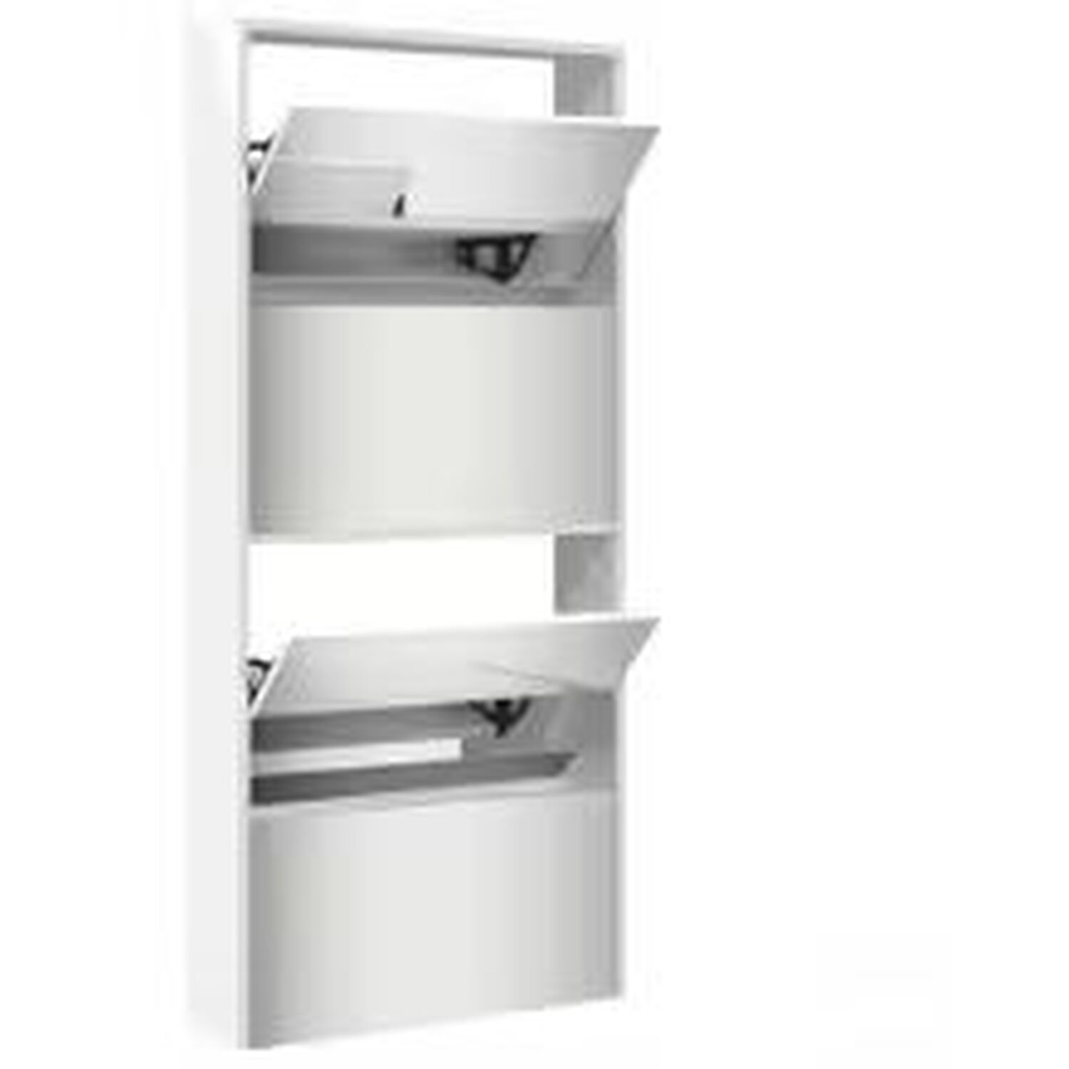 4 Tier High Gloss Shoe Cabinet With Mirror - White