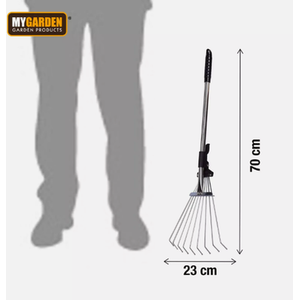 Silver Adjustable Telescopic Metal Garden Rake shot 7930295