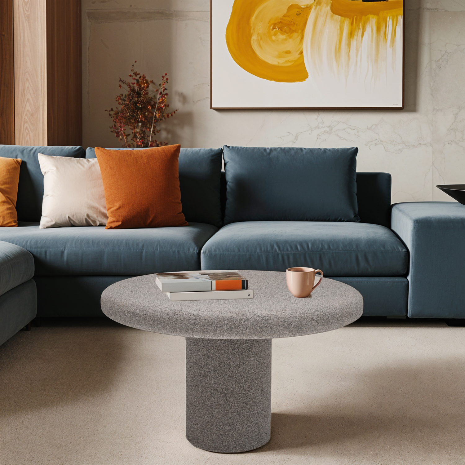 Udaipur Round Low Coffee Table - Grey