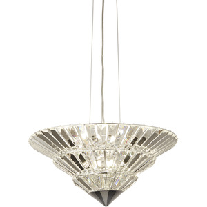 Savannah 8Lt Pendant To Flush - Chrome Metal and Clear Crystal