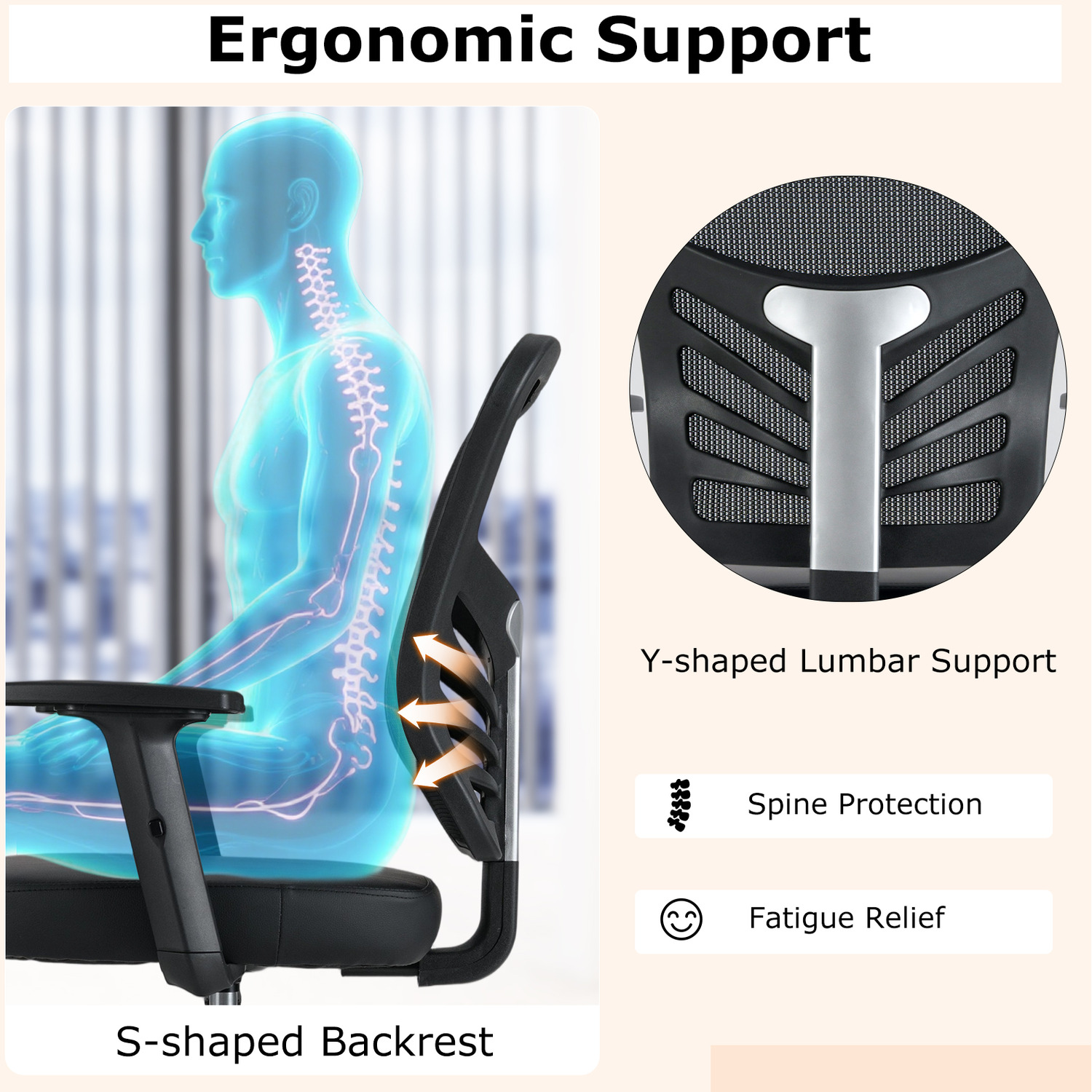 Swivel Task Chair Computer Chair - Black