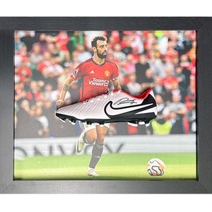 Bruno Fernandes Signed and Framed Manchester United Boot