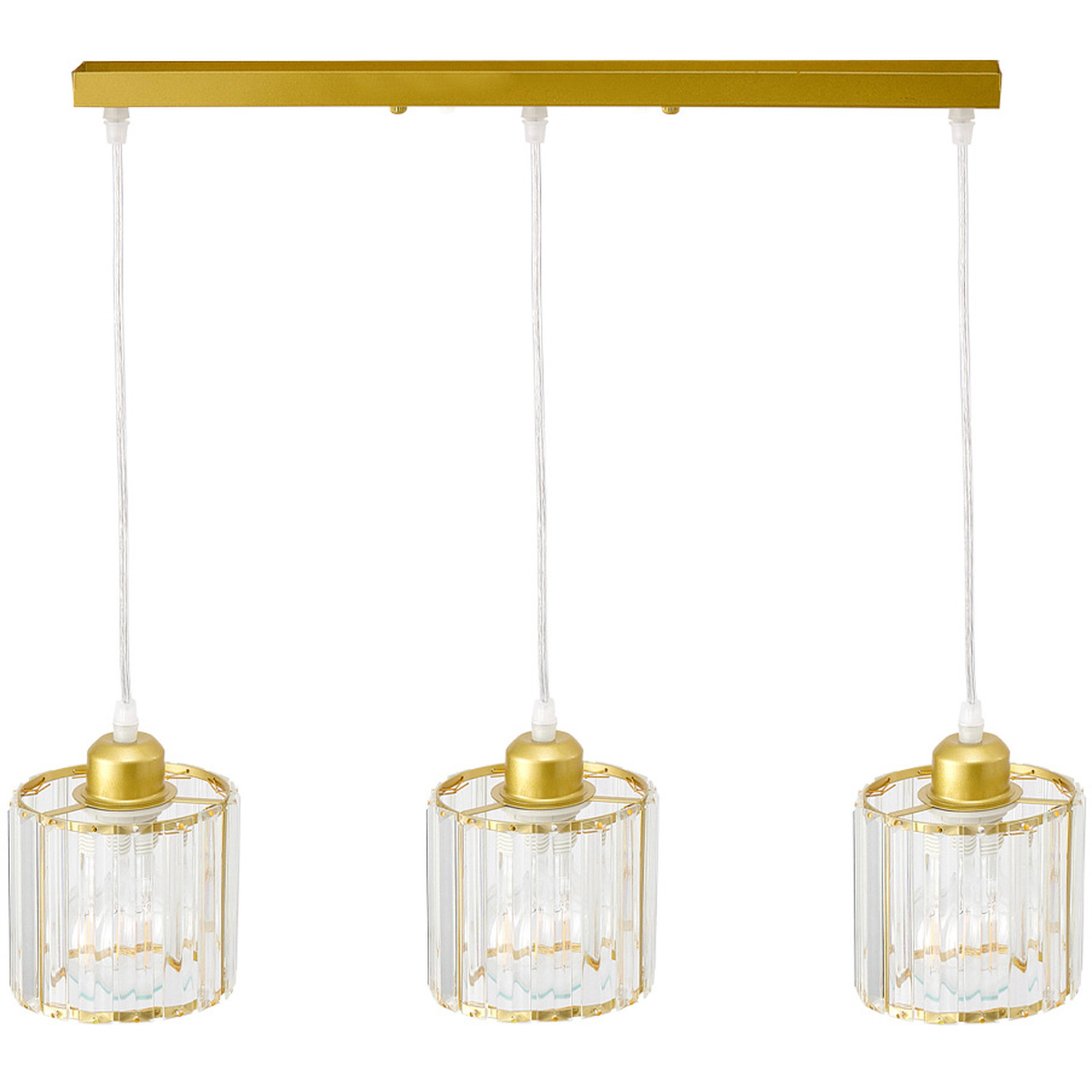 Livingandhome Cylinder Lampshade Crystal Chandelier Rectangular Ceiling Plate - Gold