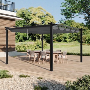 13x13ft Garden Aluminium Pergola with Retractable Roof