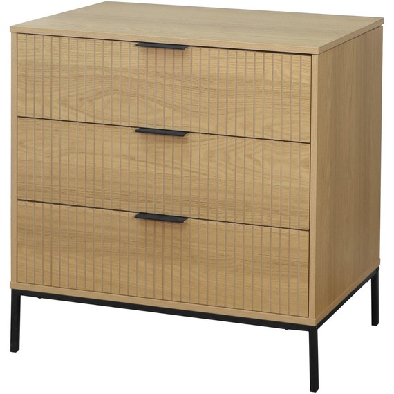 Wisbech Ribbed Front 3 Drawer Chest Storage Unit 