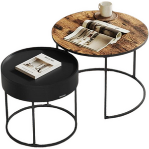 Set of 2 Industrial Round Nesting Tables