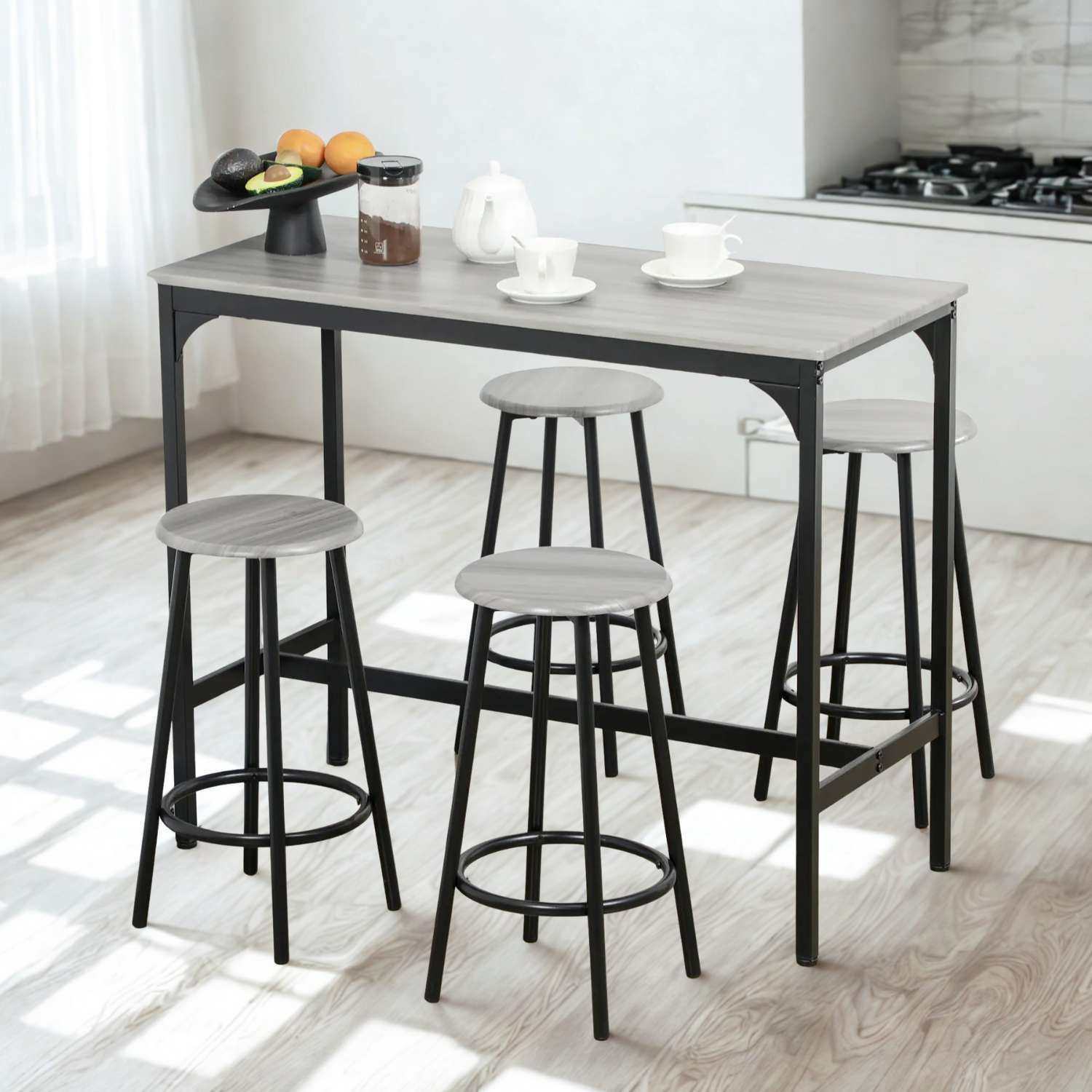 5 Piece Industrial Dining Set - Grey