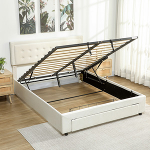 HOMCOM King Size Bed Frame with Storage and Headboard