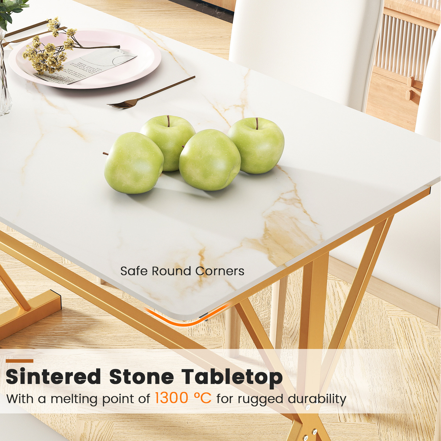 Sintered Stone Dining Table - Gold