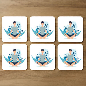 Meditation Illustration Designer Coaster Set
