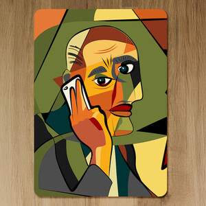 Portrait cubism art style,man calls on a phone Designer Placemat Set