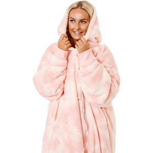 Dreamscene Tie-Dye Hoodie Blanket  Pastel Blush Pink