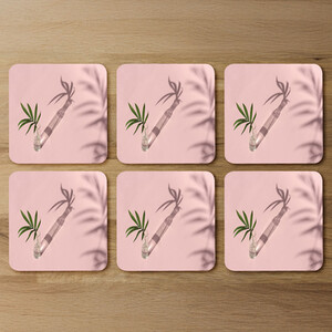 Botanical leaf on pink Designer Coaster Set