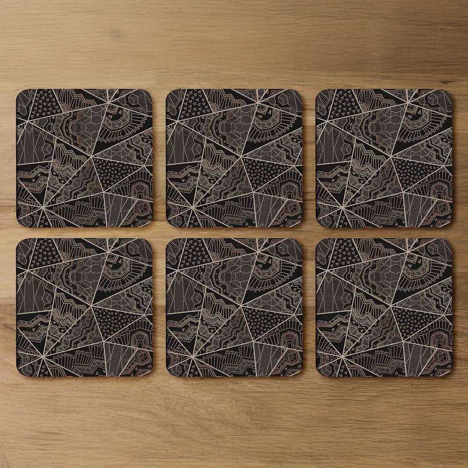 Geometric Triangles With Patterns Coaster - Brown