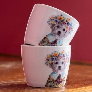 Mikasa Tipperleyhill 2pc Porcelain Egg Cup Set, Puppy Print, Gift Boxed 5cm
