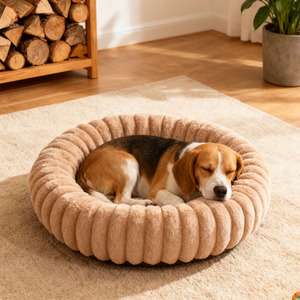 Khaki Cosy Round Pet Bed