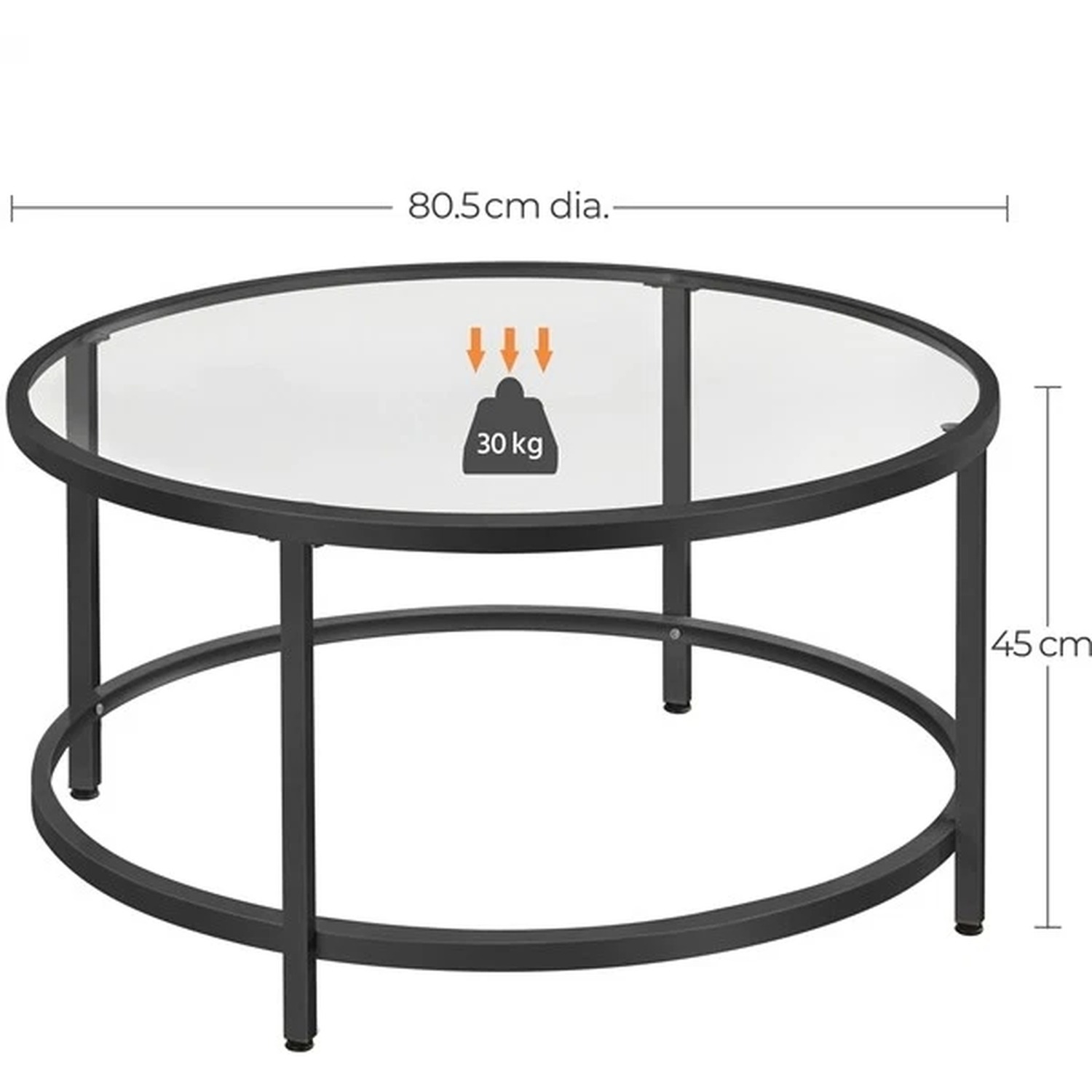 Round Tempered Glass Coffee Table - Black