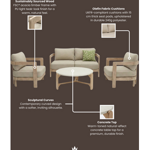 EVORA 4-Seater Wood Lounging Set with Coffee Table