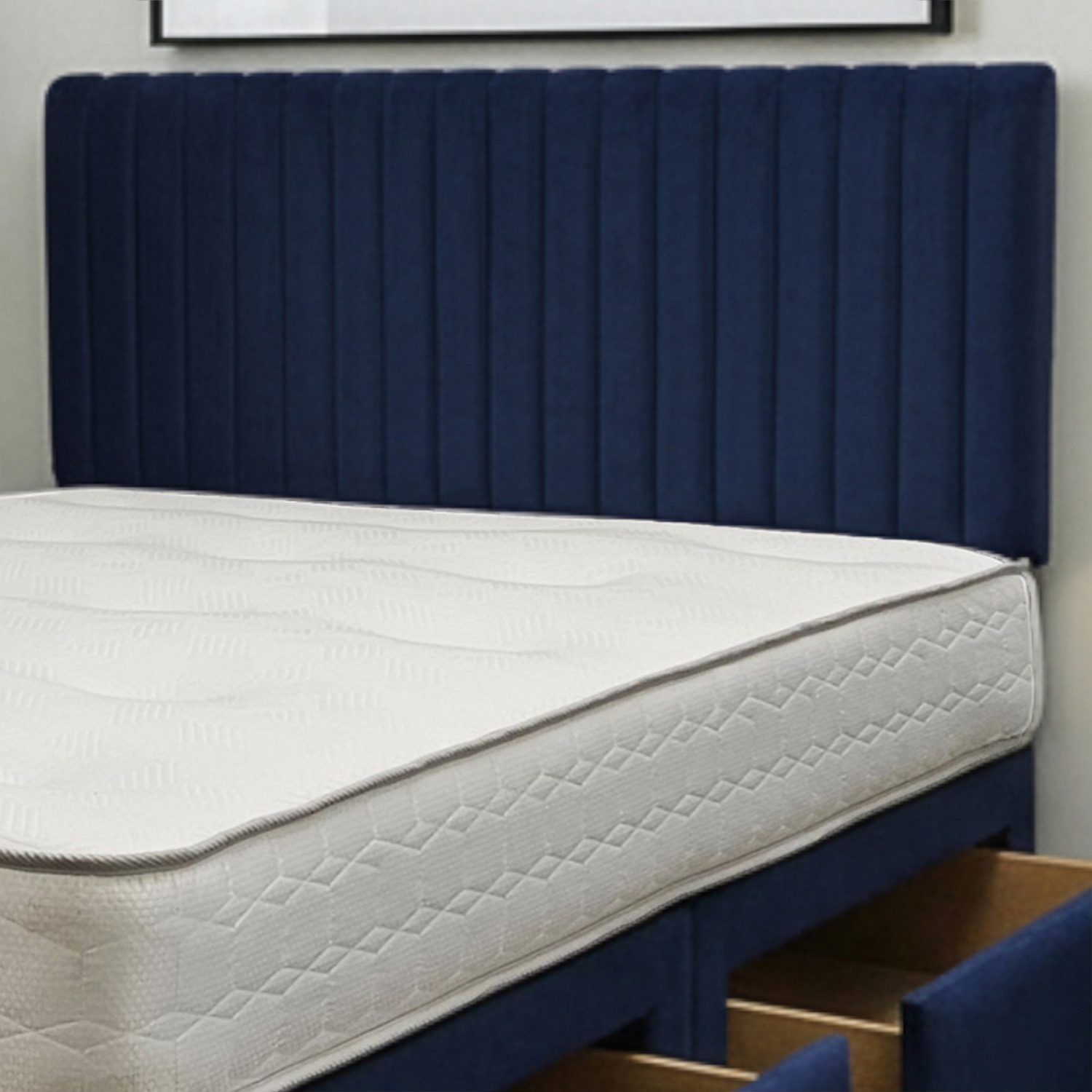 Emily Plush Bed Set With Mattress And 24 Headboard - Navy Double