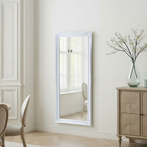 French Style Carved Full Length Mirror White