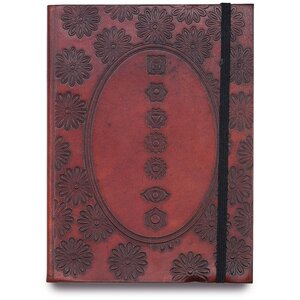 Chakra Mandala Leather Notebook Cover with Strap Eco Friendly Tanning