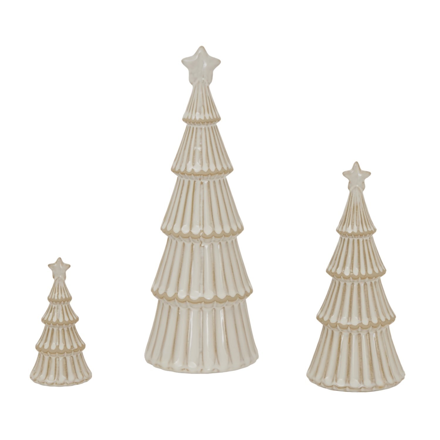 Large Alora Ceramic Snowy Tree With Star Winter Decor Centerpiece - Brown