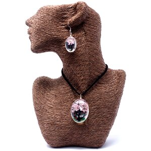 Unique Pink Pressed Flower Tree of Life Jewelry Romantic Nature Gift